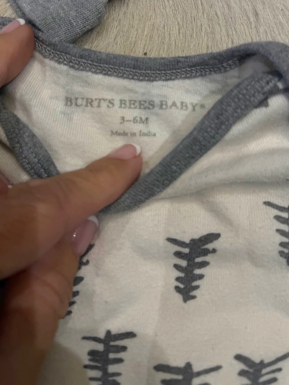 Burt's Bees Baby Sz 3-6 mons long sleeve sleeper/ long sleeve bodysuit